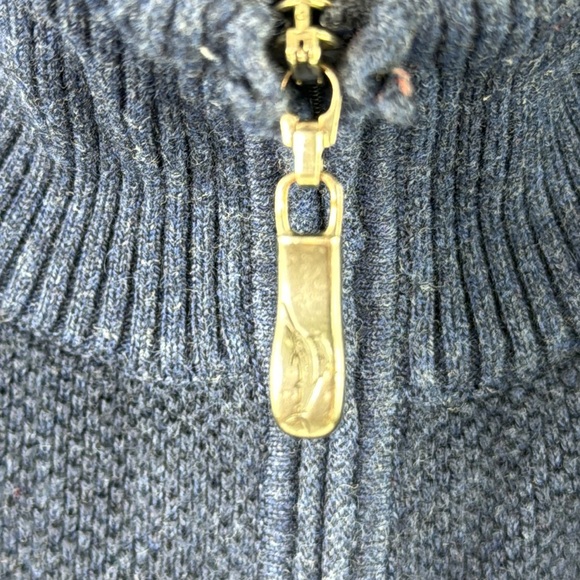 Tommy Bahama Men's Cashmere Blue Full Zipper Sweater with Elbow Patches - Picture 4 of 10